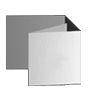 Faltblatt, gefalzt auf Quadrat 10,5 cm x 10,5 cm, 8-seiter (Wickelfalz)<br>beidseitig bedruckt (4/4 farbig + 1 Sonderfarbe HKS)